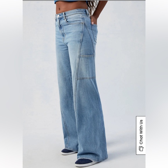 PacSun Murphy Denim Jean Paneled Wide Leg Baggy Eco Stretch Medium Indigo SZ 26 - Picture 3 of 12